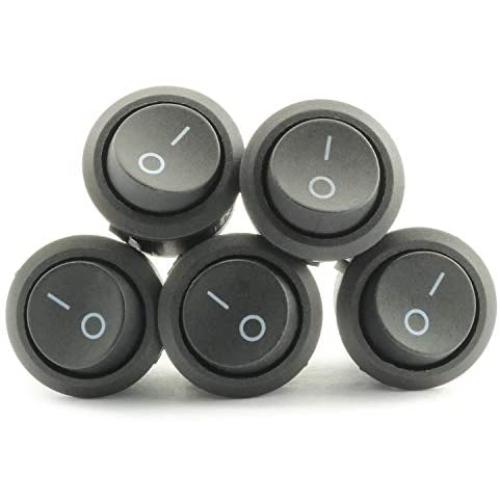 RuiLing 4PCS Snap Round Rocker Power Switch 6A 250V AC 2 Pin SPST Snap-in ON/Off Power Switch Button (2X Red + 2X Black)