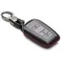 Vitodeco Genuine Leather Remote Key Fob Case Cover Protector with Key Chain for 2019 Toyota Corolla Hatchback, Avalon, Camry, Prius, C-HR (3 Buttons, Black/Red)