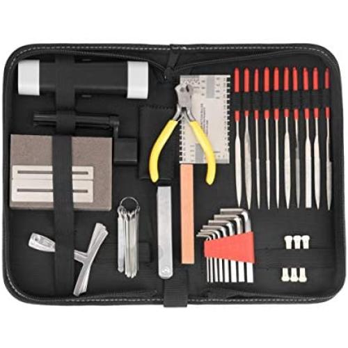 Complete Guitar Accessories Repair and Maintenance Kit - Large Care Set of Tools for Guitar Ukulele & Bass. Guitar Kit with Convenient Case, Perfect Gift for Music or String Instrument Enthusiast