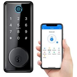Bonep Security Smart Lock Touch Biometric Fingerprint Keyless Entry Door Lock,Bluetooth Electronic Deadbolt Lock,Smart WiFi Door Locks for Home/Office (Black)