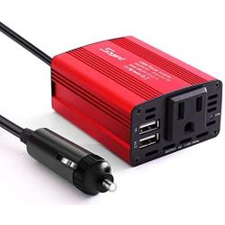 soyond 1 Red 150W Car Power Inverter DC 12V to 110V AC Converter 3.1A Dual USB Charger
