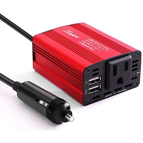 soyond 1 Red 150W Car Power Inverter DC 12V to 110V AC Converter 3.1A Dual USB Charger