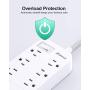 Power Strip with USB- Extension Cord with 6 Outlets 3 USB Charger, Flat Plug, Wall Mount 5ft Extension Cord, Desktop Charging Station for Home, Office, Dorm Essentials