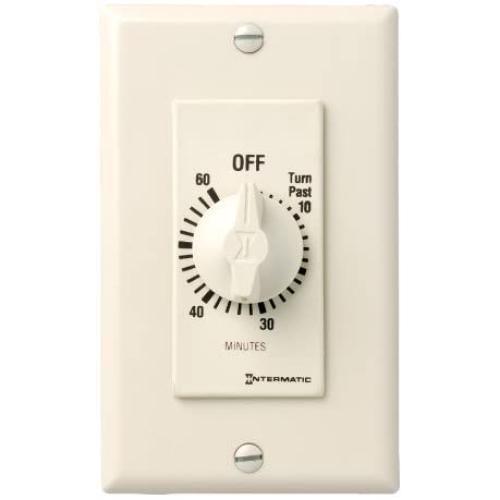 Intermatic FD60MAC 60-Minute Spring-Loaded Wall Timer for Lights and Fans, Almond