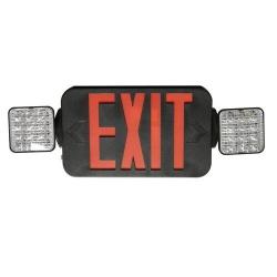 Morris Products Square Head LED Combo Exit Emergency Light – High Output, Remote Capable, Red LED Color, Black Housing – 76 Lumens, Energy Saving Lamps – Fully Automatic – Glare Free, Adjustable
