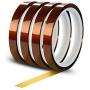 WIRESTER 4 Rolls 10mm X 30m (100ft) High Temperature Heat Resistant Tape Electronic Polyimide Tape for Masking, Soldering, Electrical, Heat Transfer Vinyl, 3D Printers