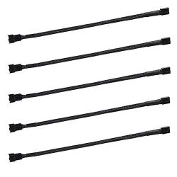 5 Pack- 11.8 inch PWM Fan Extension Cable PC Fan Extension Cable Compatible with ATX Case 3 Pin & 4 Pin Cooling Fans Durable Black Nylon Braided Case Fan Extension Cable
