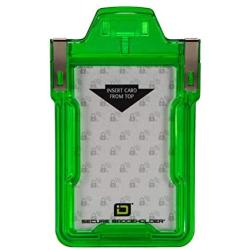 Identity Stronghold - Secure RFID Badge Holder for 1 Card - Heavy Duty Hard Plastic ID Badge Holder - USA Molded and Assembled - FIPS 201 Approved RFID Blocking Security - Green