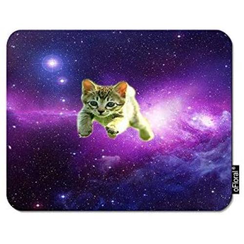 oFloral Cat Gaming Mouse Pad Galaxy Sky Space Baby Kitten Kid Kitty Animal Decorative Mousepad Rubber Base Home Decor for Computers Laptop Office Home 7.9X9.5 Inch