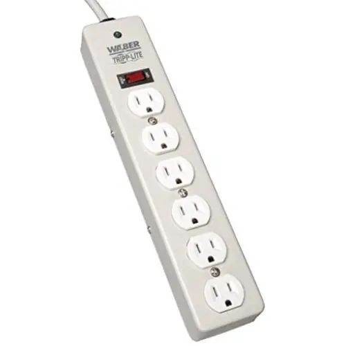 Tripp Lite 6 Outlet Surge Protector Power Strip, Industrial, 6ft. Cord, 2100 Joules, Metal, (DG115-Si) Gray