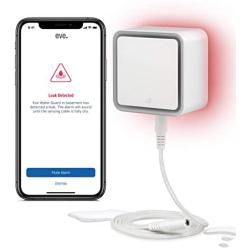 Eve Water Guard - Apple HomeKit Smart Home Water Leak Detector, 6.5 ft Sensing Cable, 100 dB Siren, App Notifications