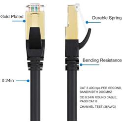 Ethernet Cable Cat8 6ft,Gigabit Cat7 Heavy Duty Internet Network Cord,High Speed FFTP LAN Cables Waterproofed UV Resistant with Gold Plated RJ45 Connector for Router, Modem, Gaming, Xbox