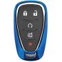 Blue Soft TPU Smart Key Fob Case Holder Jacket Protector for 2016 2017 2018 2019 Chevy Malibu Camaro Cruze Traverse Spark Sonic Volt Bolt