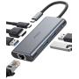 AUKEY USB C Hub Adapter, 6 in 1 Type C Hub with Ethernet Port 1000Mbps, 4K USB C to HDMI, 3 USB 3.0 Ports, 100W USB C PD Charging Thunderbolt 3, for MacBook Pro Air, Chromebook Pixel Laptop Phone