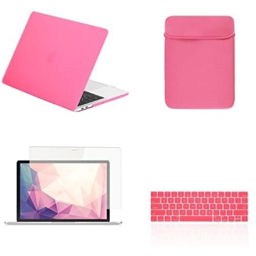TOP CASE MacBook Pro 13 inch Case 2019 2018 2017 2016 Release A2159 A1989 A1706 A1708, 4 in 1 Essential Bundle Graphics Hard Case, Keyboard Cover, Screen Protector, Sleeve - Victorian Fuchsia