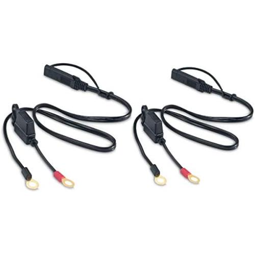 Motorcycle Solar SAE Quick Disconnect Extension Cable Adapter, Ring Terminal Harness with Black Fused 2-Pin Quick Disconnect Plug to Solar Panel, Power Supply, Motorcycle/Motorbike/Car (2pcs)