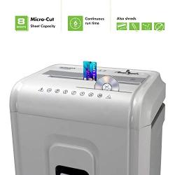 Aurora High-Security 8-Sheet Micro-Cut Paper, CD/DVD and Credit Card Shredder, White/Gray