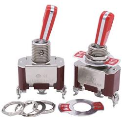Twidec/2 Pcs Heavy Duty Rocker Toggle Switch 20A 125V SPDT 2 Position 3 Pin ON/ON Switch with Red PC Wear-Resistant Handle, 2 Years Warranty TEN-A-3210RR