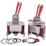 Twidec/2 Pcs Heavy Duty Rocker Toggle Switch 20A 125V SPDT 2 Position 3 Pin ON/ON Switch with Red PC Wear-Resistant Handle, 2 Years Warranty TEN-A-3210RR
