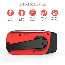 [Upgraded Version] RunningSnail Emergency Hand Crank Self Powered AM/FM NOAA Solar Weather Radio with LED Flashlight, 1000mAh Power Bank for iPhone/Smart Phone