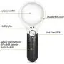HunterBee Lightweight 3LED Lighted Handheld Magnifier, 3 × 45 × High Magnifier for Reading, Appreciation of Jewelry, Stamps, Coins, Electronic Maintenance, Handicraft and Hobby