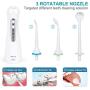 Kmise Water Flosser Pick Professional Cordless Dental Oral Irrigator - 200ML Portable and Rechargeable IPX7 Waterproof 3 Modes with 6 Jet Tips for Travel Home Use (Blue)