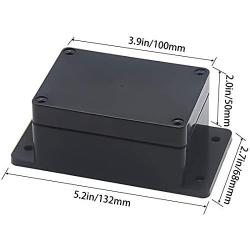 Zulkit Junction Box ABS Plastic Dustproof Waterproof IP65 Universal Electrical Boxes Project Enclosure with Fixed Ear Black 3.94 x 2.68 x 1.97 inch (100 x 68 x 50 mm)(Pack of 2)