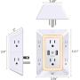 USB Wall Charger, Surge Protector, POWRUI 6-Outlet Extender with 2 USB Charging Ports (2.4A Total) and Night Light, 3-Sided Power Strip with Adapter Spaced Outlets - White，ETL Listed