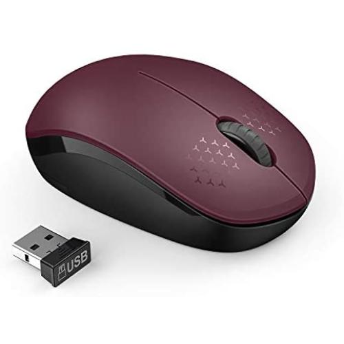seenda Wireless Mouse, 2.4G Noiseless Mouse with USB Receiver Portable Computer Mice for PC, Tablet, Laptop - Red&Black