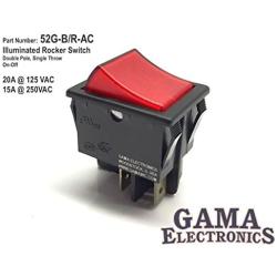 GAMA Electronics 20 Amp Double Pole On-Off Illuminated Rocker Switch 120/240VAC DPST