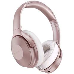 Mpow Pink Active Noise Cancelling Headphones, 45Hrs Playtime Bluetooth Headphones with Microphone, Quick Charge, Deep Bass, Wired Wireless Headset for Girls, Women, Adults, TV, Online Class, Office