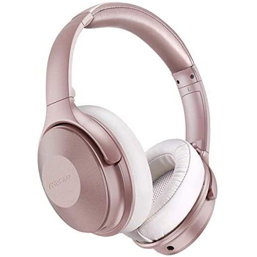 Mpow Pink Active Noise Cancelling Headphones, 45Hrs Playtime Bluetooth Headphones with Microphone, Quick Charge, Deep Bass, Wired Wireless Headset for Girls, Women, Adults, TV, Online Class, Office