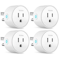 Smart Plug Works with Alexa Google Assistant SmartThings for Voice Control, Teckin Mini Smart Outlet Wifi plug with Timer Function, No Hub Required, White Fcc Etl Certified 4 packs