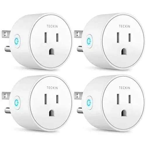 Smart Plug Works with Alexa Google Assistant SmartThings for Voice Control, Teckin Mini Smart Outlet Wifi plug with Timer Function, No Hub Required, White Fcc Etl Certified 4 packs