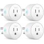 Smart Plug Works with Alexa Google Assistant SmartThings for Voice Control, Teckin Mini Smart Outlet Wifi plug with Timer Function, No Hub Required, White Fcc Etl Certified 4 packs