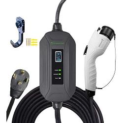 PRIMECOM Level 2 EV Charger 220/240V, 16A, 30ft & 50ft, Portable EVSE Electric Vehicle Charging Cable Compatible with Bolt Volt Leaf BMW i3 Fiat 500e Clarity NIRO Prius (30 Feet, 14-30P)