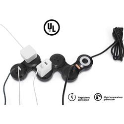 Flexible Power Strip Surge Protector 6Ft 4 Outlet 2USB Suitable for Home and Office. (Black)