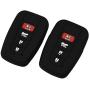 Lcyam 2Pcs Black Soft Material Silicone 4 Buttons Key Fob Cover Case Fits for 2019 2020 2021 Toyota RAV4 XLE Camry Hybrid XSE Corolla Avalon Smart Key