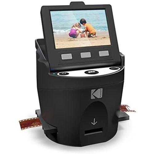 KODAK SCANZA Digital Film & Slide Scanner - Converts 35mm, 126, 110, Super 8 & 8mm Film Negatives & Slides to JPEG - Includes Large Tilt-Up 3.5'' LCD, Easy-Load Film Inserts, Adapters & More