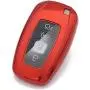 Royalfox(TM) 3 4 Buttons TPU Smart keyless Entry Remote Key Fob case Cover for 2017 2018 2019 2020 Lincoln Continental MKC MKZ Navigator (red and Clear)