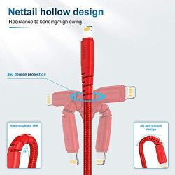 3Pack iPhone Charger Cable 1Ft, CABEPOW 1 Foot Short Lightning to USB-A 2.4A Fast Charging Cord with 1 Feet Premium Nylon Braid Wire for iPhone 11/11Pro/X/XS/XR/XS Max/8/7/6/5S/SE/SE 2020 - Red