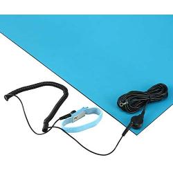 MWRF Source ESD Mat Kit with Wrist Strap and Grounding Cord (2.5 FT x 4 FT, Blue)