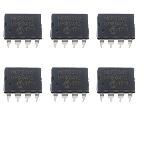 MCP6002-I/P DIP-8 1 MHz Gain Bandwidth Product, Low-Power Op Amp Pack of 6 Pcs