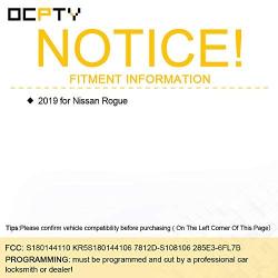 OCPTY 1 PCS Uncut Keyless Entry Remote Control Key Fob Transmitter Replacement for 19 for Nissan Rogue S180144110 KR5S180144106 7812D-S108106 285E3-6FL7B 5 Buttons