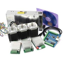 3 Axis USB Mach3 CNC Controller Kit, Nema23 Stepper Motor 76mm 270Oz-in 3A 1.8Nm + CNC Motion Control Board Signal Output 0-10V + TB6600 Driver 4.5A + 350W 24V DC Switch Power Supply