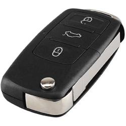Olivine Auto Flip Folding Remote Key Shell for VW Volkswagen Jetta Passat Golf Beetle Rabbit GTI CC EOS Replacement with Logo Car Key Shell Case (1PCS)