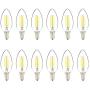 Amazon Basics 60W Equivalent, Clear, Soft White, Dimmable, 15,000 Hour Lifetime, B11 (E12 Candelabra Base) LED Light Bulb | 12-Pack