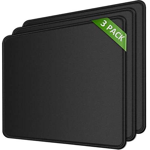 MROCO Mouse Pad 3 Pack [30% Larger] with Non-Slip Rubber Base, Premium-Textured & Waterproof Mousepads Bulk with Stitched Edges, Mouse Pads for Computers, Laptop, Office & Home, 8.5 x 11 inches, Black