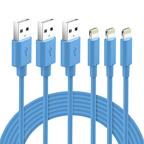 Lightning Cable MFi Certified - Nikolable iPhone Charger 3Pack 6ft Lighting to USB A Charging Cord Compatible with iPhone 11 Pro Max XS XR 8 Plus 7 Plus 6s Plus 5S SE iPad Pro and More, Blue