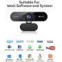 IFROO FHD 1080P Webcam with Microphone,No fisheye Wide-Angle for Desktop Laptop Computer Web Camera,USB Plug and Play,Compatible Skype Zoom YouTube Windows/Mac OS,for Live Streaming,Recording,Gaming